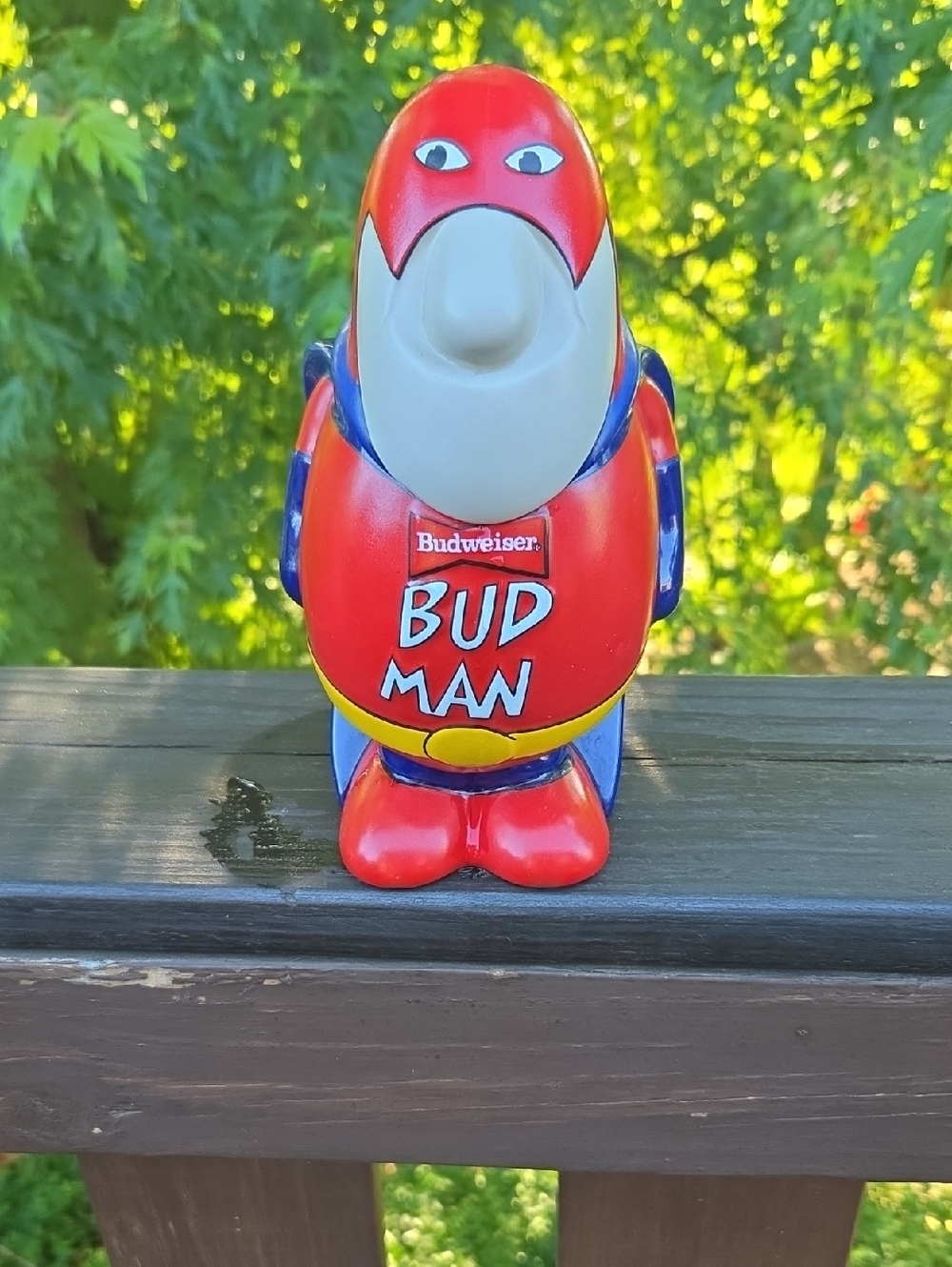 Budweiser Bud Man Red and Blue Superhero BEER STEIN
